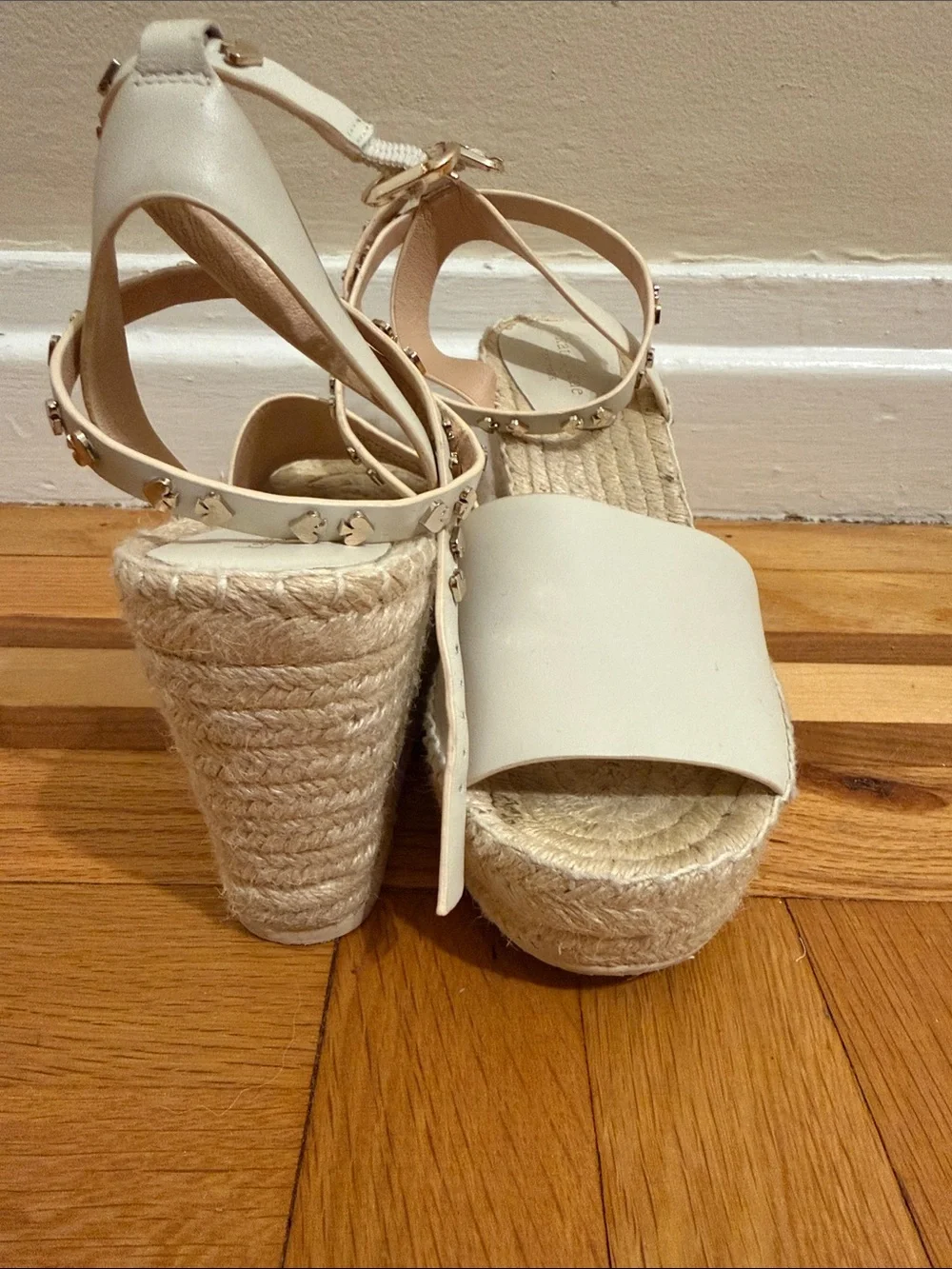 kate spade Cream Espadrille Wedge Sandals with Ankle Strap